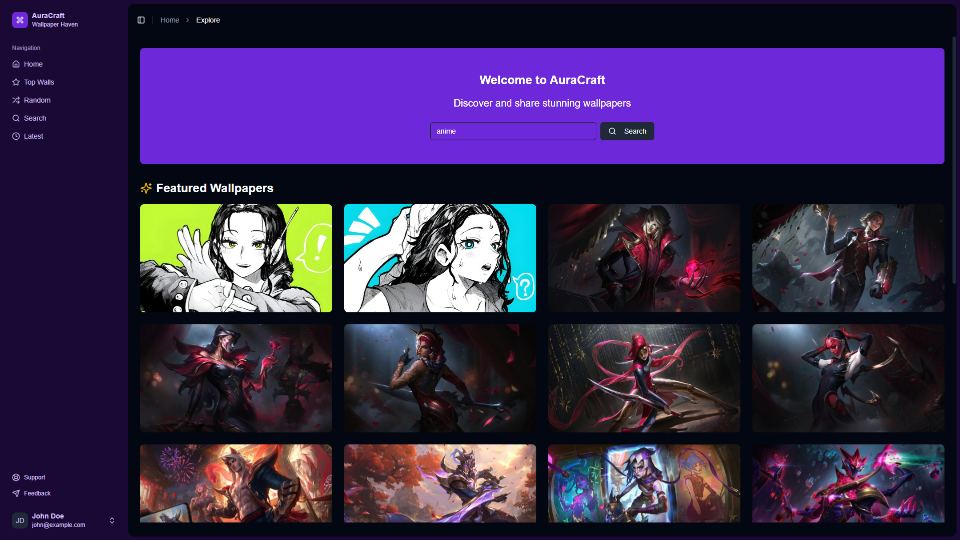 AuraCraft - Wallpaper Website